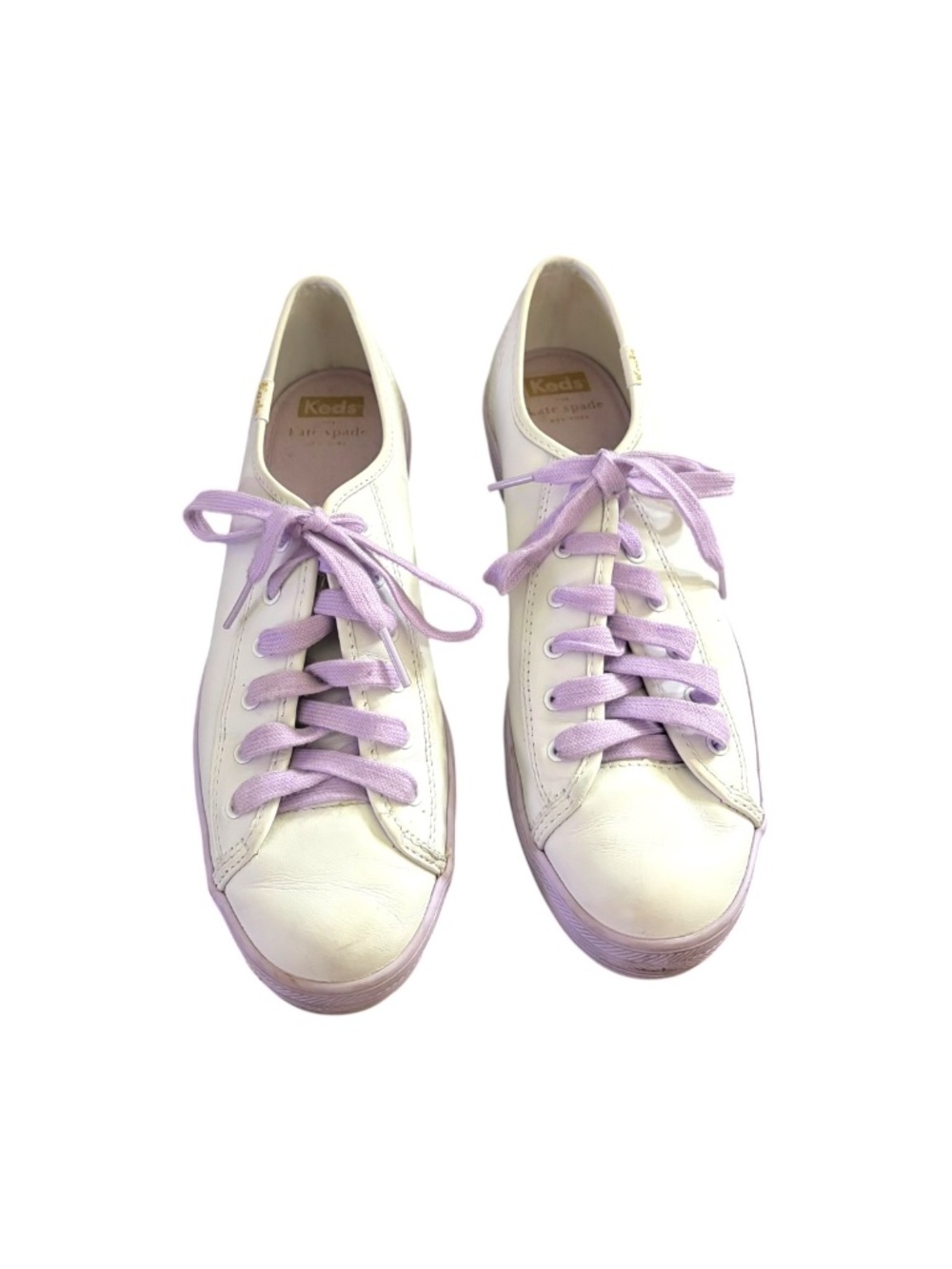 Keds x Kate Spade Triple Kick Leather Platform Sneakers 8.5 White Lilac Purple